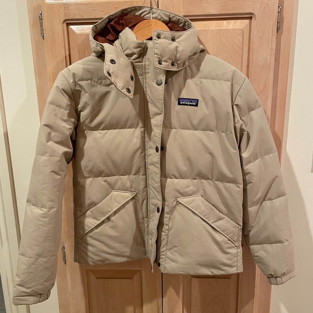 Patagonia Downdrift Down Drift Jacket Size XS Tan Beige